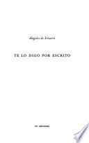 libro Te Lo Digo Por Escrito