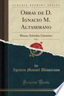 libro Obras De D. Ignacio M. Altamirano, Vol. 1
